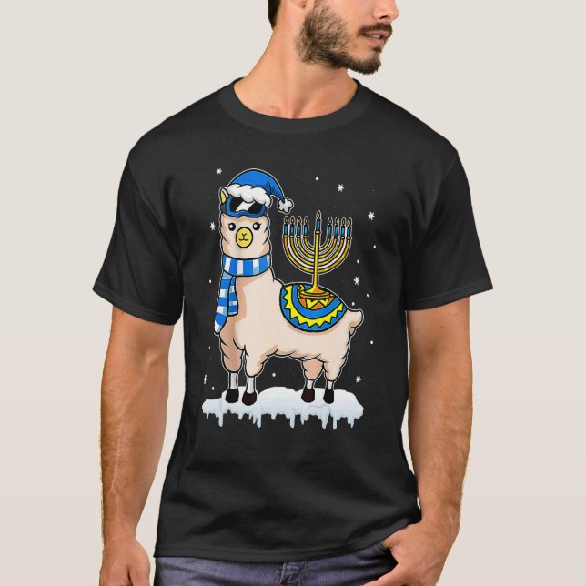 Camiseta Menorah Hanukkah Llama Cute Alpaca Chanukah Christ (Anverso)