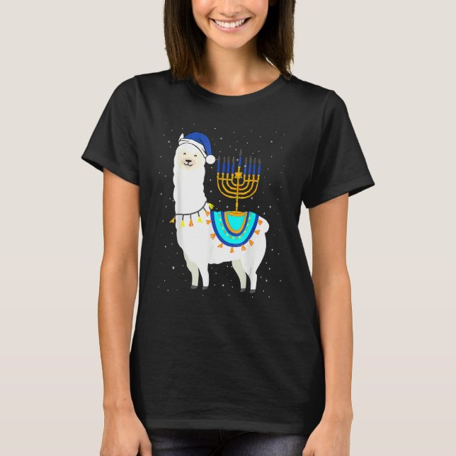 Camiseta Menorah Hanukkah Llama Cute Alpaca Chanukah Christ (Anverso)
