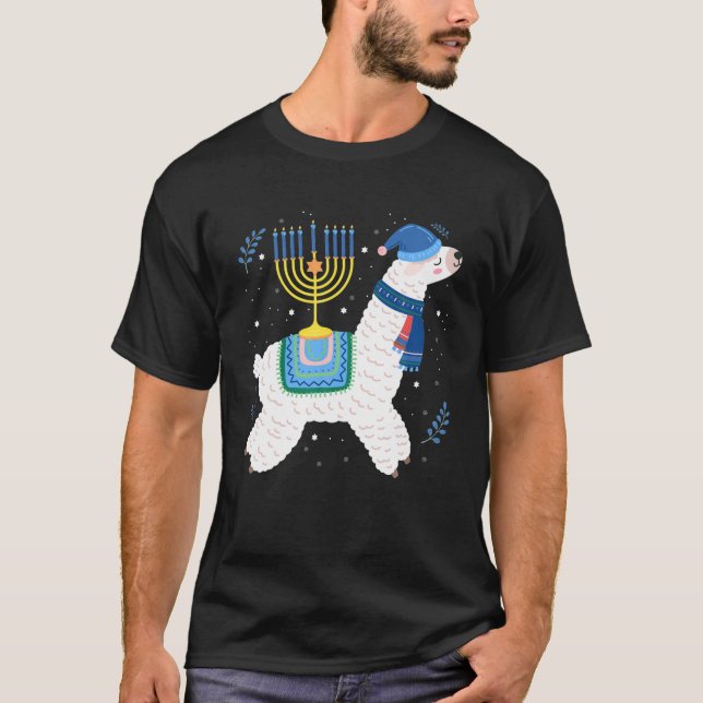 Camiseta Menorah Hanukkah Llama Cute Alpaca Chanukah Christ (Anverso)