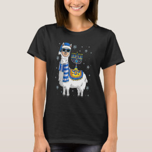 Camiseta Menorah Hanukkah Llama T Shirt Cute Alpaca Chanuka