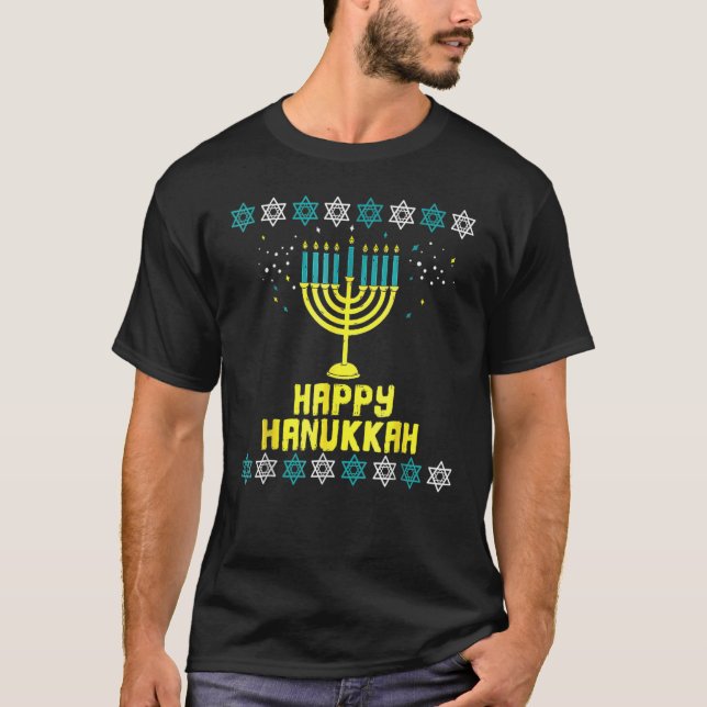 Camiseta Menorah Lights Happy Hanukkah Jewish Cute Chanukah (Anverso)