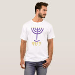 Camiseta Menorah Mens Tee Purle Gold<br><div class="desc">Menorah Mens Tee Purle Gold Menorah Paleo Letras hebreas - Menorah: Mem, Nun, Resh, Hey Mem - Chaos Mighty Blood Nun - Continuar Su Hijo Resh - Primer Comienzo Superior Hey - Mira Reveal Breath H4501 (Fuerte) מְ נֹ רָ ה מְ וֹ › o-raw', hombres-o-raw' Feminine de H4500 (en el...</div>