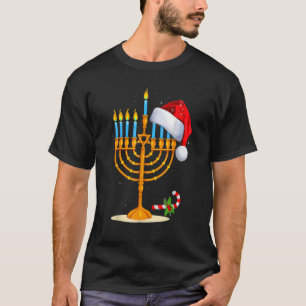 Camiseta Menorah Santa Hat Chanukah Hanukkah Cristianismo J