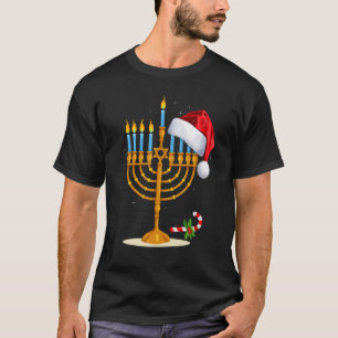 Camiseta Menorah Santa Hat Chanukah Hanukkah Cristianismo J