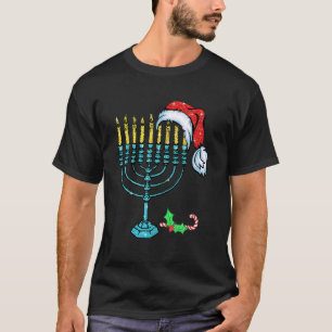 Camiseta Menorah Santa Hat Chanukah Hanukkah Cristianismo J
