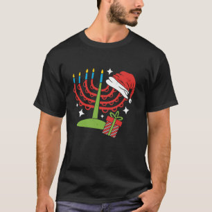 Camiseta Menorah Santa Hat Hanukkah Navidades Turismo judío