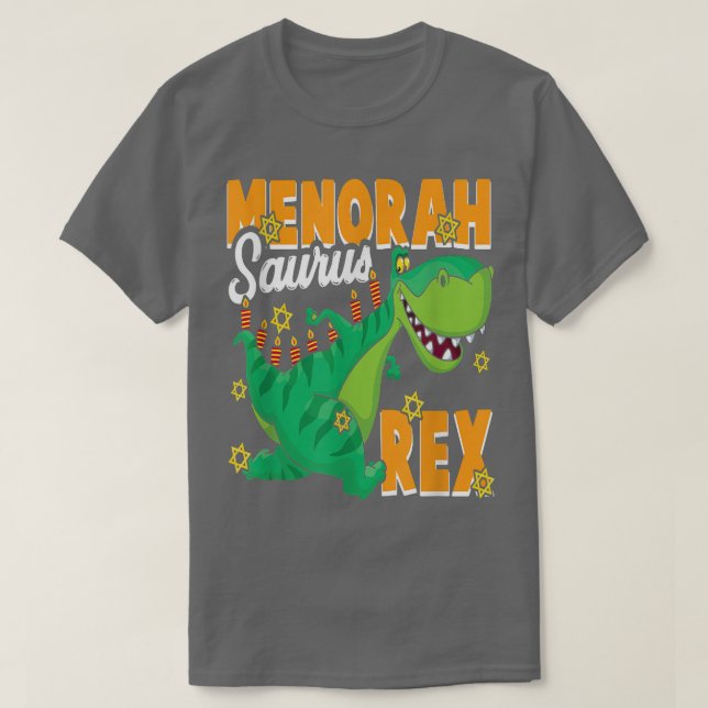 Camiseta Menorah Saurus Re Cute Hanukkah Tyrannosaurus Dino (Diseño del anverso)