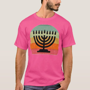 Camiseta Menorah Silhouette Hanukkah Jewish Sunset Retro Vi