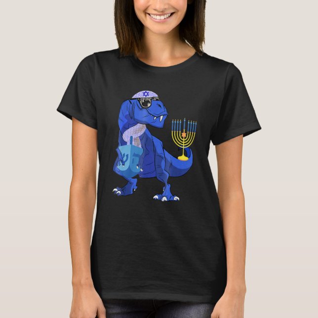 Camiseta Menorahsauro judío Dinosaur Hanukkah rex Boy K (Anverso)