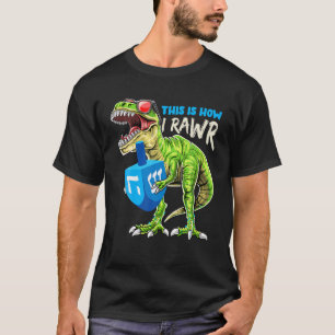 Camiseta Menorasauro así como rollo dinosaurio Hanukkah Gif