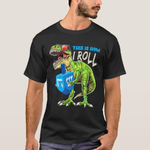 Camiseta Menorasauro así como rollo dinosaurio Hanukkah Gif