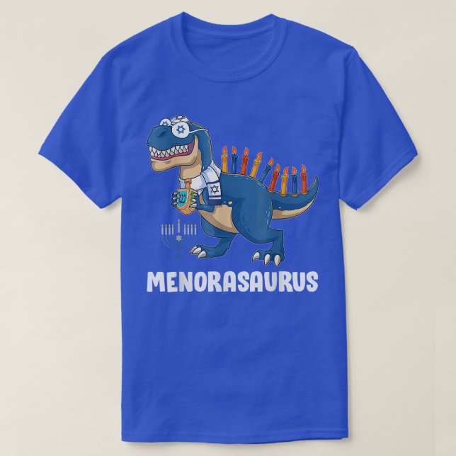 Camiseta Menorasauro Re Menorah Dinosaur Hanukkah Pajama B (Diseño del anverso)