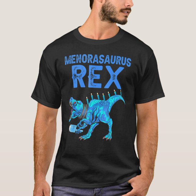 Camiseta Menorasauro Rex Dinosaur Rex Hanukkah Menora Pun (Anverso)