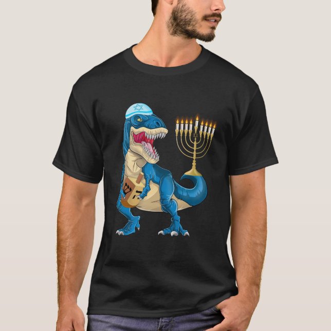 Camiseta Menorasauro Rex Shirt T Rex Dinosaur Hanukkah (Anverso)