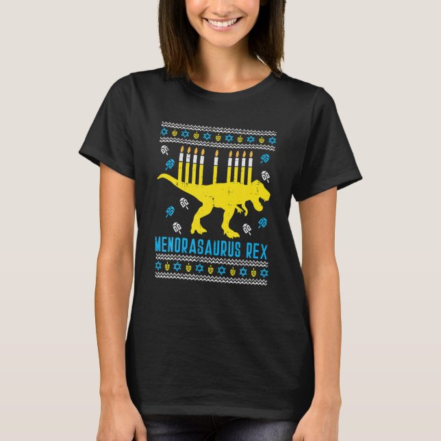 Camiseta Menorasauro Rex Trex Menorah (Anverso)