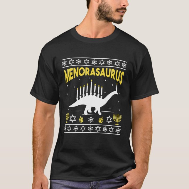 Camiseta Menorasaurus Hanukkah Dinosaur Gifts (Anverso)
