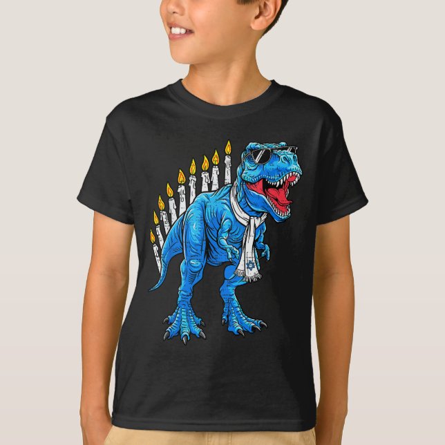 Camiseta Menorasaurus Hanukkah T Rex Dinosaur Dino Chanukah (Anverso)