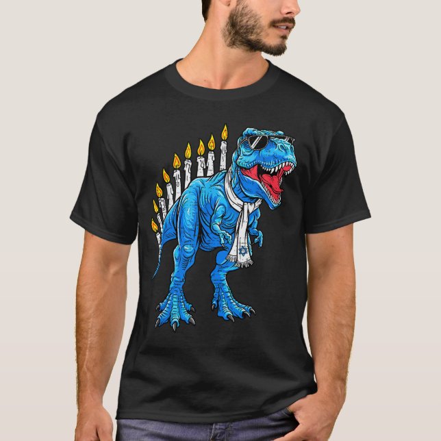 Camiseta Menorasaurus Hanukkah T Rex Dinosaur Dino Chanukah (Anverso)