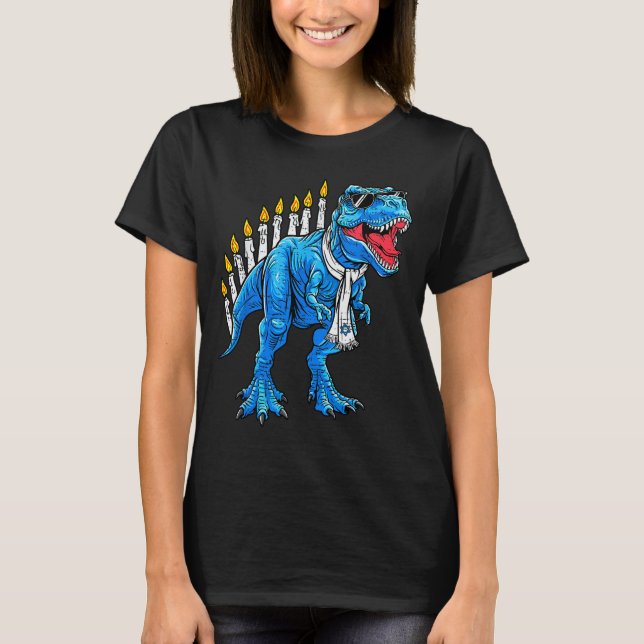 Camiseta Menorasaurus Hanukkah T Rex Dinosaur Dino Chanukah (Anverso)