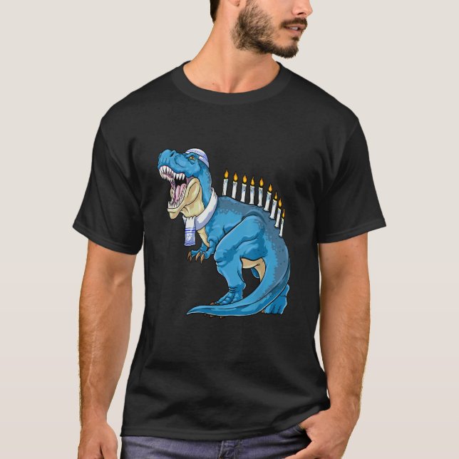 Camiseta Menorasaurus Rex Dinosaur Happy Hanukkah Pjs Famil (Anverso)