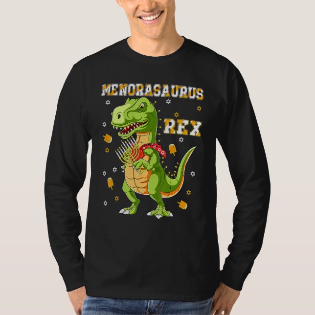Camiseta Menorasaurus Rex  Dinosaur Rex Hanukkah Menora Pun (Anverso)