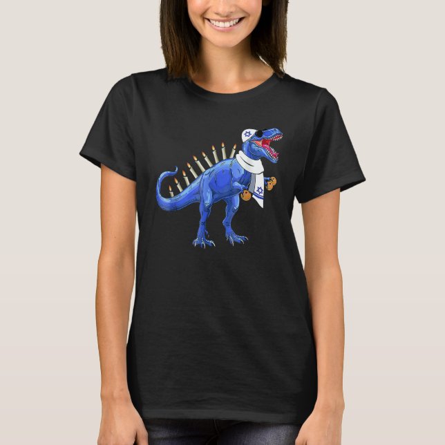 Camiseta Menorasaurus Rex  Rex Dinosaur Hanukkah Mens Women (Anverso)