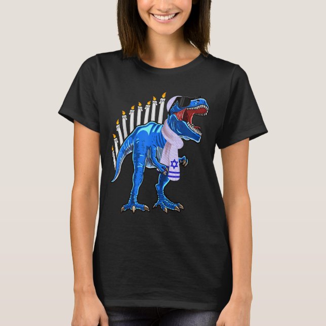 Camiseta Menorasaurus Rex Shirt T Rex Dinosaur Hanukkah Gif (Anverso)
