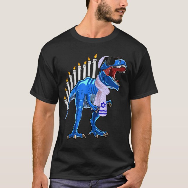 Camiseta Menorasaurus Rex Shirt T Rex Dinosaur Hanukkah Gif (Anverso)
