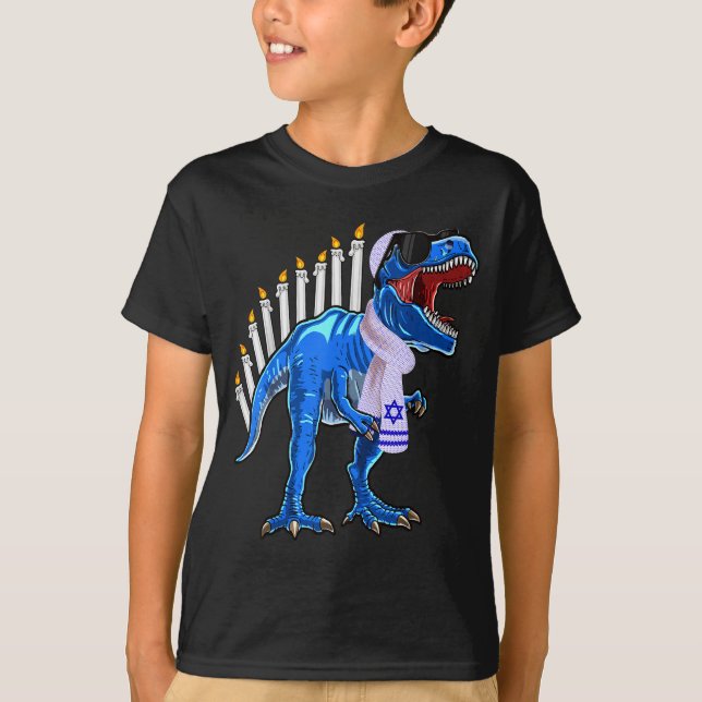 Camiseta Menorasaurus Rex T Rex Dinosaurio Hanukka (Anverso)