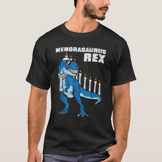 Camiseta Menorasaurus Rex Trex Menorah Hanukkah Chanukah Je (Anverso)