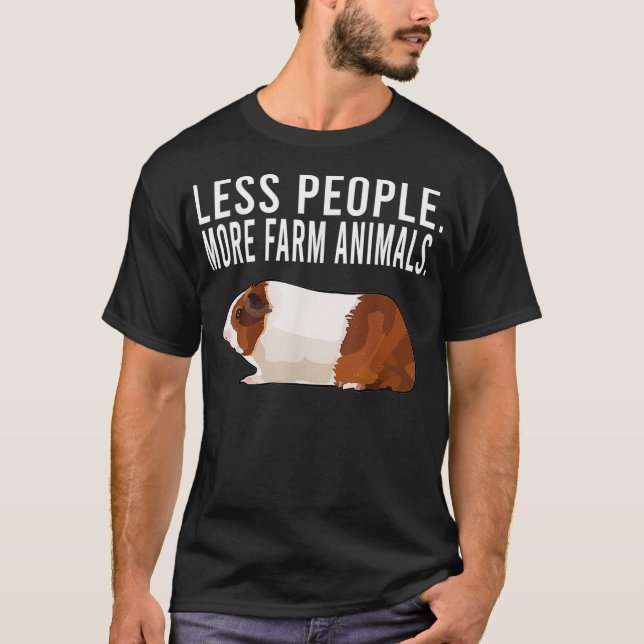 Camiseta Menos gente más animales de granja Guinea Graciosa (Anverso)