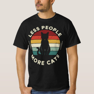 Camiseta Menos Gente Más Gatos Gato Divertido Amante Retr