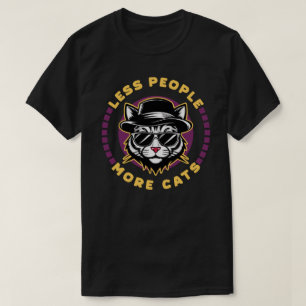 Camiseta Menos gente más gatos introvertido sarcástico