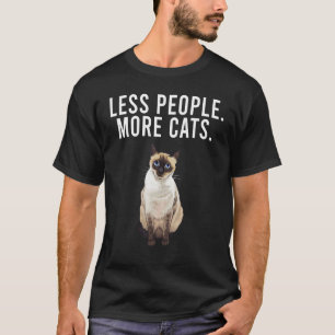 Camiseta Menos Gente Más Gatos Siameses Divertido Introvert