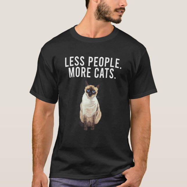 Camiseta Menos Gente Más Gatos Siameses  Introvertido (Anverso)