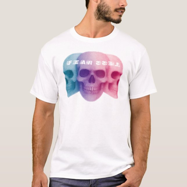 Camiseta Menos miedo, Calaveras sin miedo (Anverso)