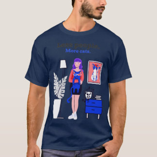 Camiseta Menos personas más gatos Gracioso regalo de amante