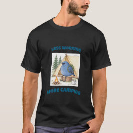 Camiseta Menos trabajo más camping azulito divertido dibuja