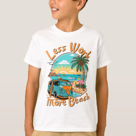 Camiseta Menos Trabajo Más Playa para Vacaciones de Verano