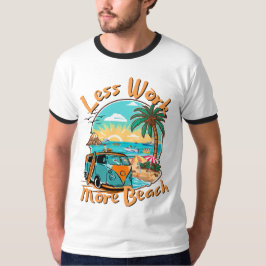 Camiseta Menos Trabajo Más Playa para Vacaciones de Verano