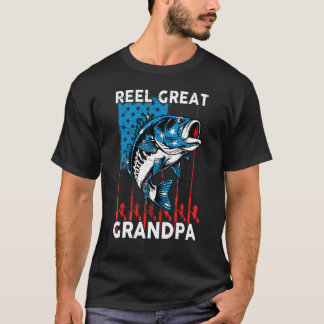 Camiseta Mens 4th July Fishing Reel Great Grandpa USA Flag