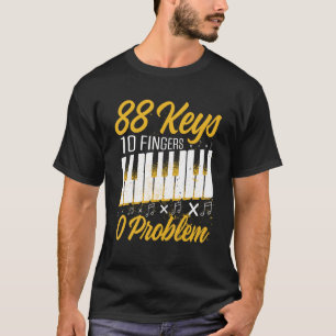 Camiseta Mens 88 Claves 10 Dedos 0 Problema Piano Player M