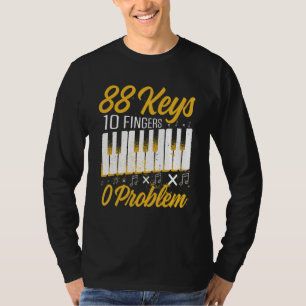 Camiseta Mens 88 Claves 10 Dedos 0 Problema Piano Player M