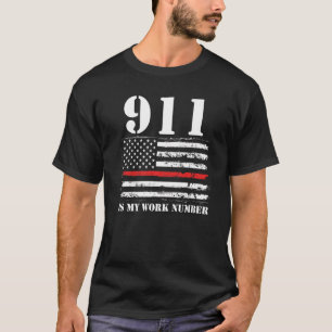Camiseta Mens 911 Es Mi Número De Trabajo Bombero