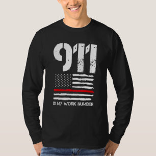 Camiseta Mens 911 Es Mi Número De Trabajo Oficial De Bomber