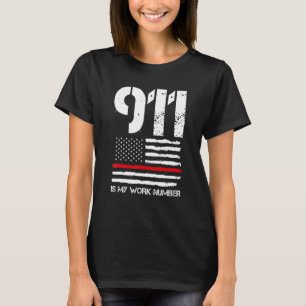 Camiseta Mens 911 Es Mi Número De Trabajo Oficial De Bomber