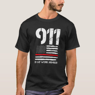 Camiseta Mens 911 Es Mi Número De Trabajo Oficial De Bomber
