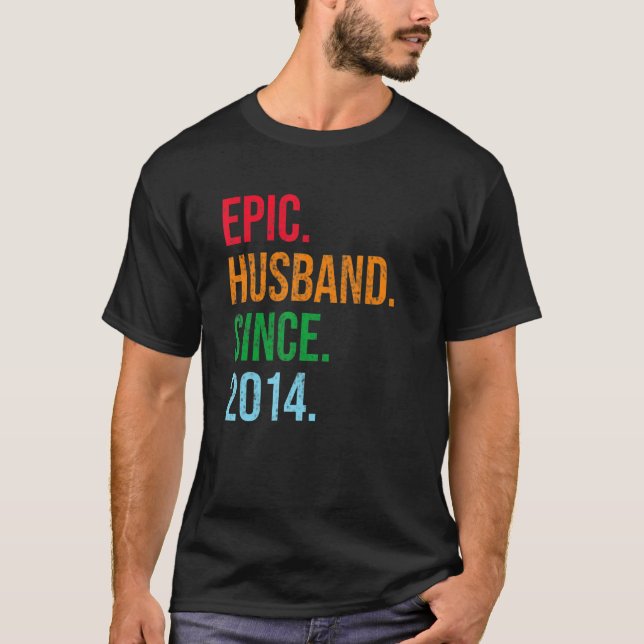 Camiseta Mens 9th Wedding Anniversary Ideas Epic Husband Si (Anverso)