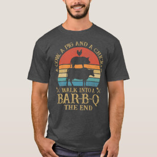 Camiseta Mens A Cow A Pig And A Chicken Walk Into A BBQ Tsh