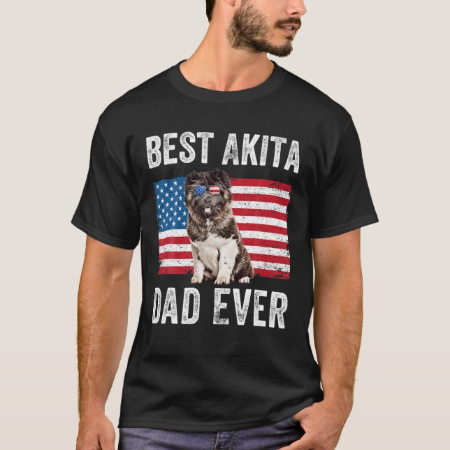 Camiseta Mens Akita Dad Dad American Flag Akita Dog Lo (Anverso)